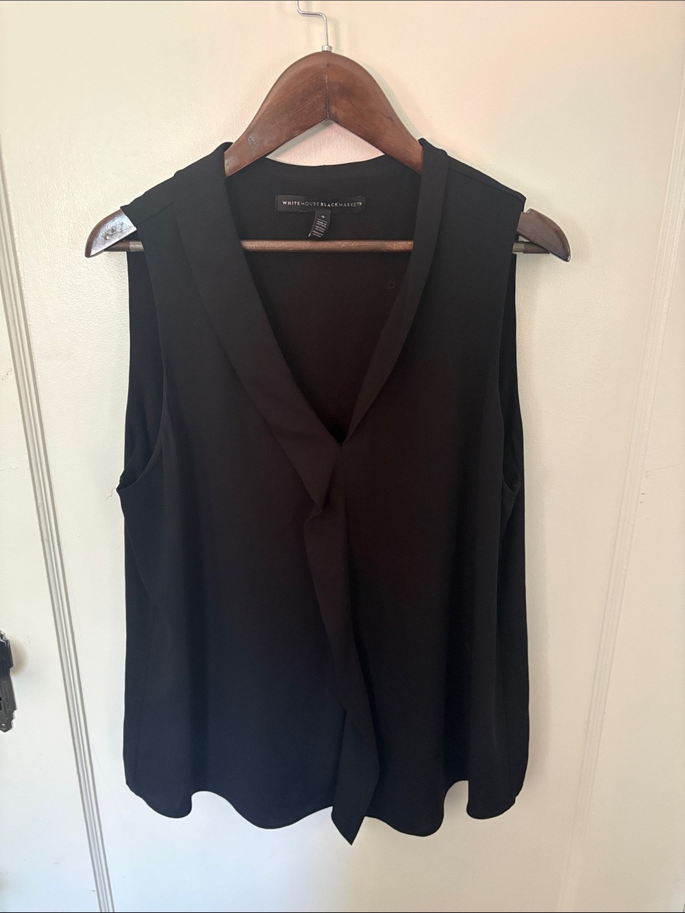 White House Black Market | Sleeveless chiffon Black V-Neck